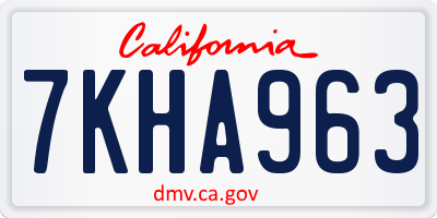 CA license plate 7KHA963