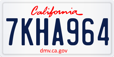 CA license plate 7KHA964
