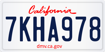 CA license plate 7KHA978