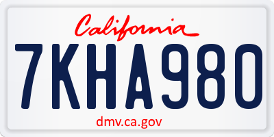 CA license plate 7KHA980