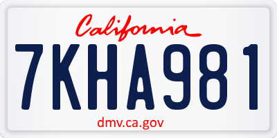 CA license plate 7KHA981