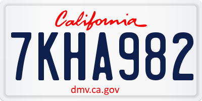 CA license plate 7KHA982