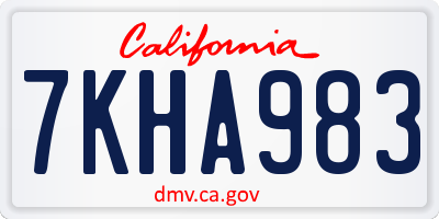 CA license plate 7KHA983