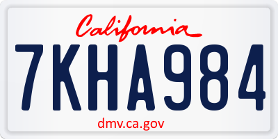 CA license plate 7KHA984