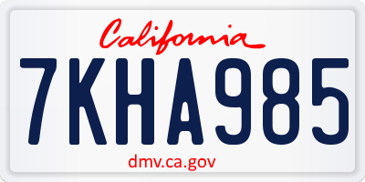 CA license plate 7KHA985