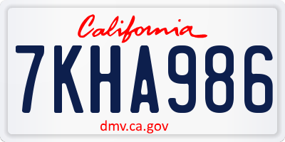 CA license plate 7KHA986