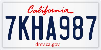 CA license plate 7KHA987