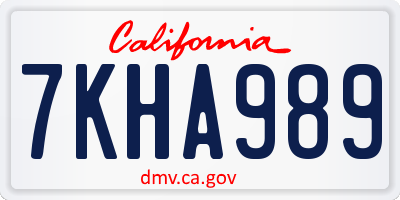 CA license plate 7KHA989