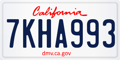 CA license plate 7KHA993