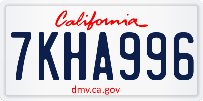 CA license plate 7KHA996