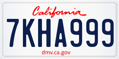 CA license plate 7KHA999
