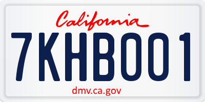 CA license plate 7KHB001