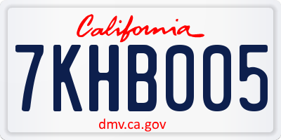 CA license plate 7KHB005