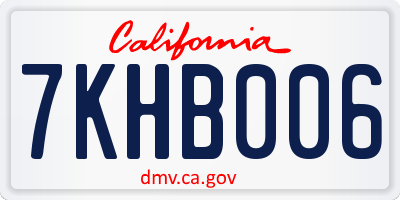 CA license plate 7KHB006