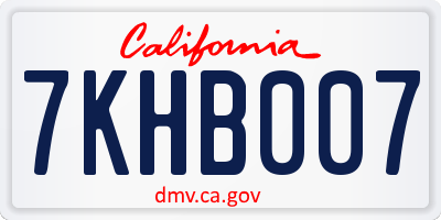 CA license plate 7KHB007