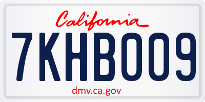CA license plate 7KHB009