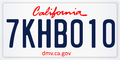 CA license plate 7KHB010