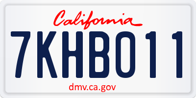 CA license plate 7KHB011