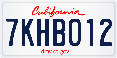 CA license plate 7KHB012