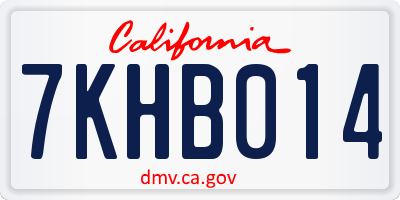 CA license plate 7KHB014