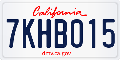 CA license plate 7KHB015