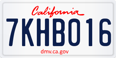 CA license plate 7KHB016
