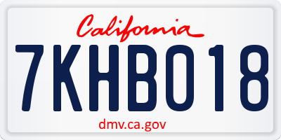 CA license plate 7KHB018
