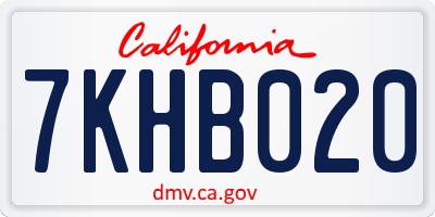CA license plate 7KHB020