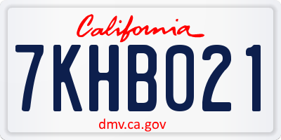 CA license plate 7KHB021