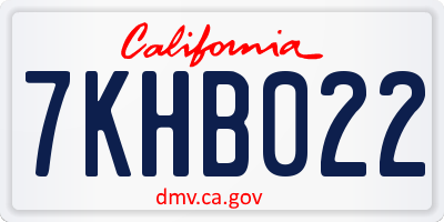 CA license plate 7KHB022