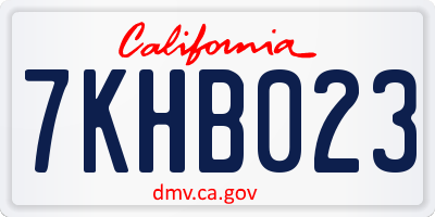 CA license plate 7KHB023