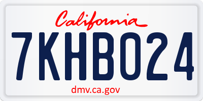 CA license plate 7KHB024
