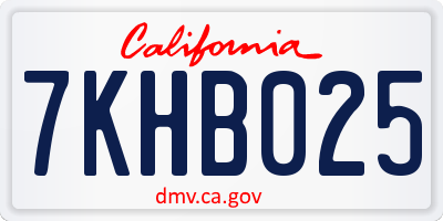 CA license plate 7KHB025