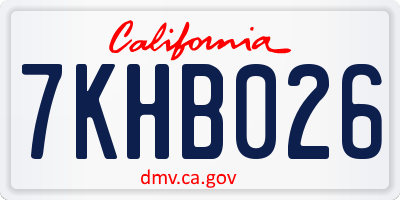 CA license plate 7KHB026