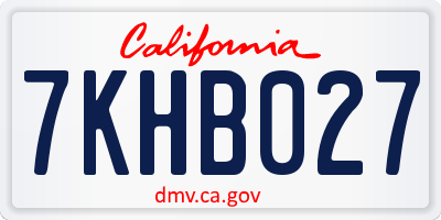 CA license plate 7KHB027