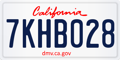 CA license plate 7KHB028