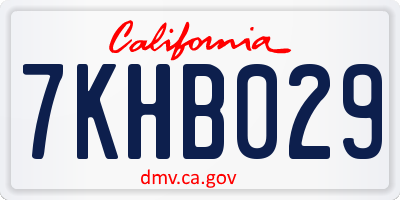 CA license plate 7KHB029