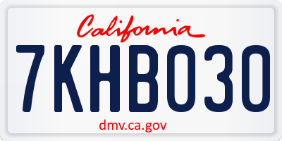 CA license plate 7KHB030