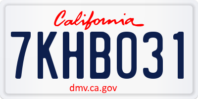 CA license plate 7KHB031