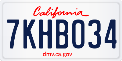 CA license plate 7KHB034