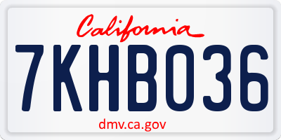 CA license plate 7KHB036