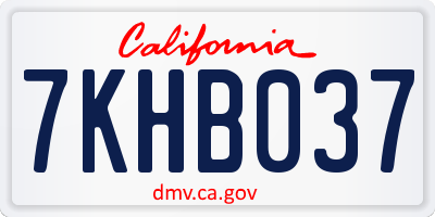 CA license plate 7KHB037