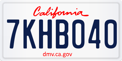 CA license plate 7KHB040