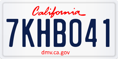 CA license plate 7KHB041