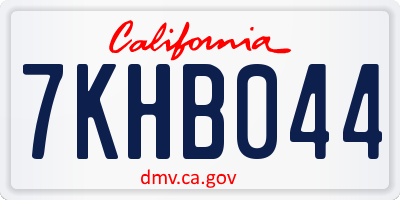 CA license plate 7KHB044