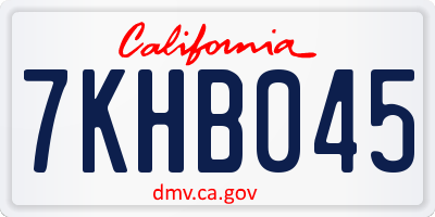 CA license plate 7KHB045