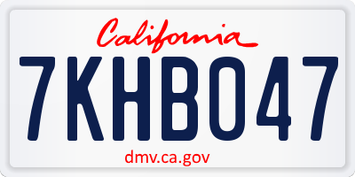 CA license plate 7KHB047