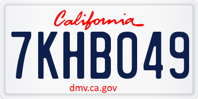 CA license plate 7KHB049