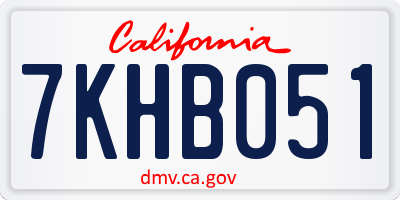 CA license plate 7KHB051