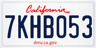 CA license plate 7KHB053